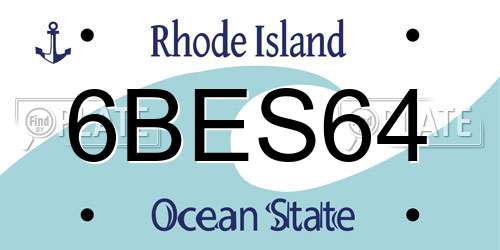 6BES64 Rhode Island License Plate
