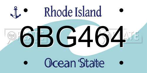 6BG464 Rhode Island License Plate