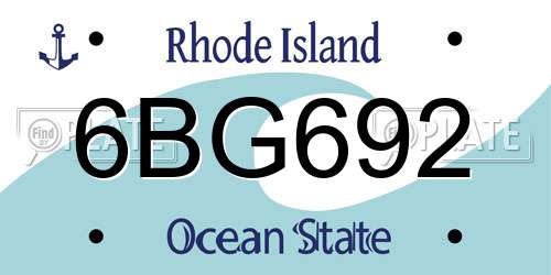 6BG692 Rhode Island License Plate