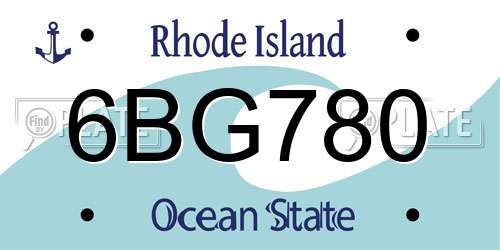 6BG780 Rhode Island License Plate