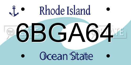 6BGA64 Rhode Island License Plate