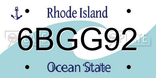 6BGG92 Rhode Island License Plate