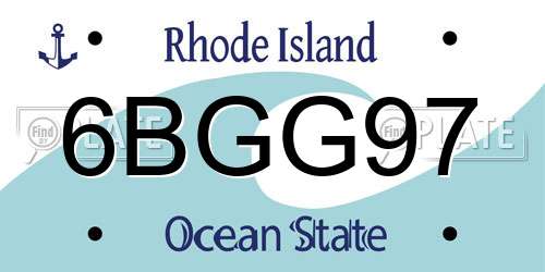 6BGG97 Rhode Island License Plate