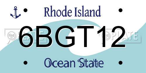 6BGT12 Rhode Island License Plate