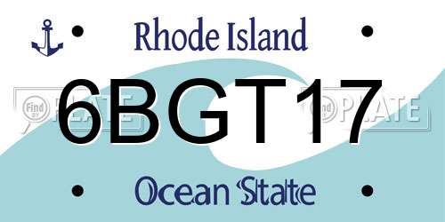 6BGT17 Rhode Island License Plate