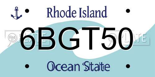 6BGT50 Rhode Island License Plate
