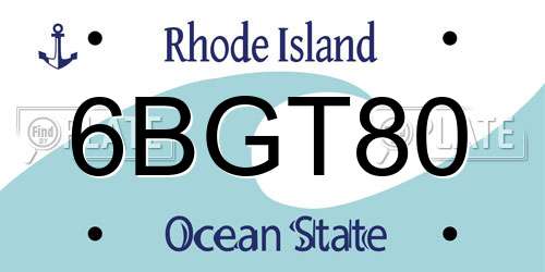 6BGT80 Rhode Island License Plate