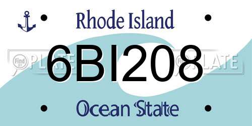 6BI208 Rhode Island License Plate