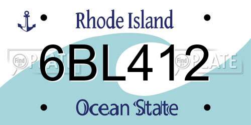 6BL412 Rhode Island License Plate