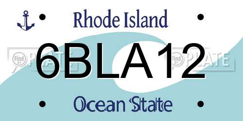 6BLA12 Rhode Island License Plate