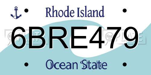 6BRE479 Rhode Island License Plate