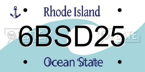 6BSD25 Rhode Island License Plate