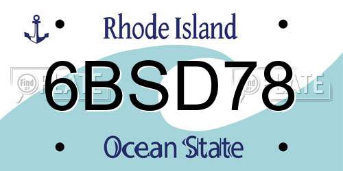 6BSD78 Rhode Island License Plate
