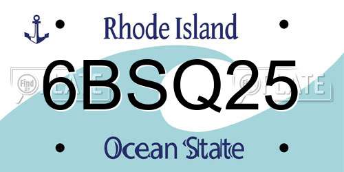 6BSQ25 Rhode Island License Plate