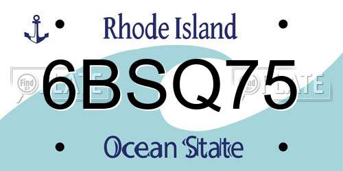 6BSQ75 Rhode Island License Plate