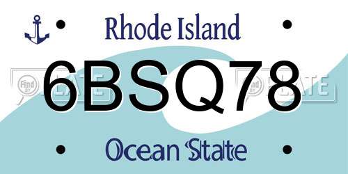 6BSQ78 Rhode Island License Plate