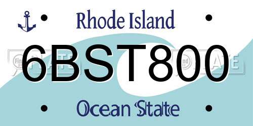 6BST800 Rhode Island License Plate