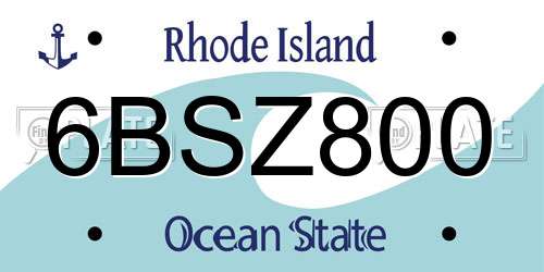 6BSZ800 Rhode Island License Plate