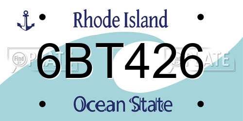 6BT426 Rhode Island License Plate
