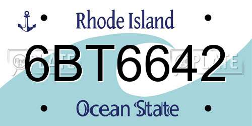 6BT6642 Rhode Island License Plate
