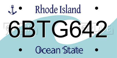 6BTG642 Rhode Island License Plate