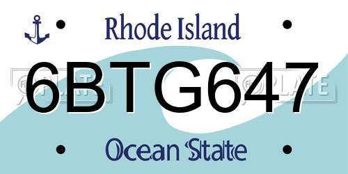 6BTG647 Rhode Island License Plate
