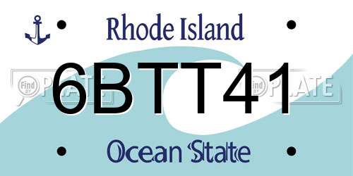 6BTT41 Rhode Island License Plate
