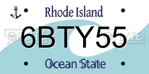 6BTY55 Rhode Island License Plate