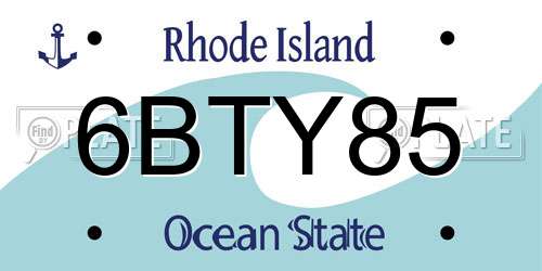 6BTY85 Rhode Island License Plate