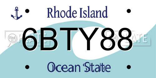 6BTY88 Rhode Island License Plate