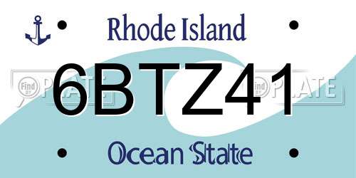 6BTZ41 Rhode Island License Plate