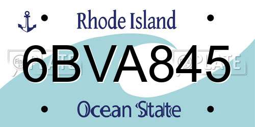 6BVA845 Rhode Island License Plate