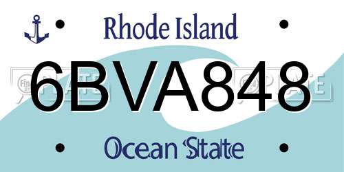 6BVA848 Rhode Island License Plate