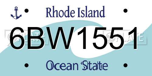 6BW1551 Rhode Island License Plate
