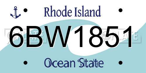 6BW1851 Rhode Island License Plate