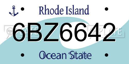 6BZ6642 Rhode Island License Plate
