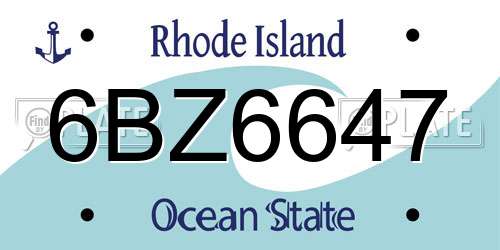 6BZ6647 Rhode Island License Plate
