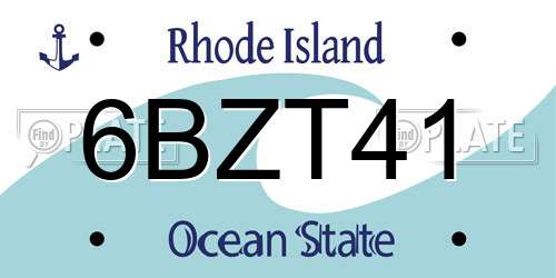 6BZT41 Rhode Island License Plate