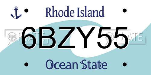 6BZY55 Rhode Island License Plate