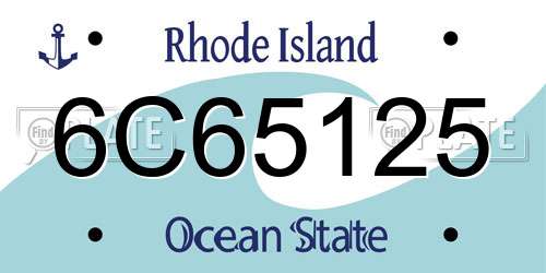 6C65125 Rhode Island License Plate