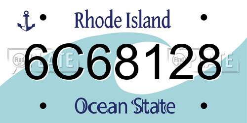 6C68128 Rhode Island License Plate