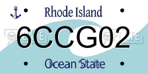6CCG02 Rhode Island License Plate