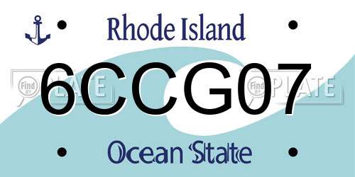 6CCG07 Rhode Island License Plate