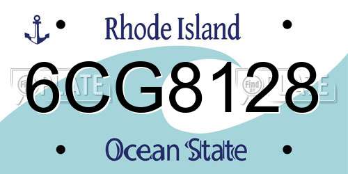6CG8128 Rhode Island License Plate