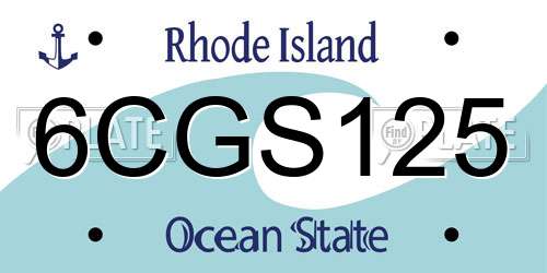 6CGS125 Rhode Island License Plate