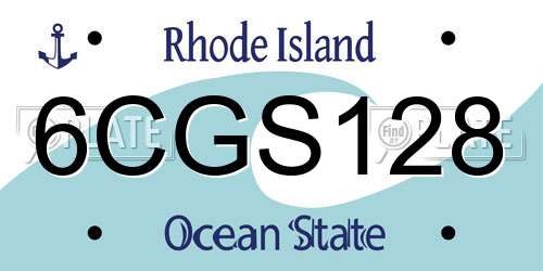 6CGS128 Rhode Island License Plate