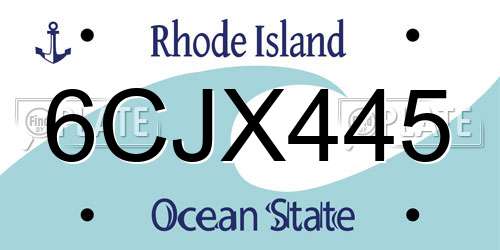 6CJX445 Rhode Island License Plate
