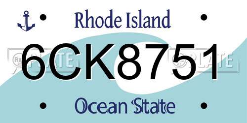 6CK8751 Rhode Island License Plate