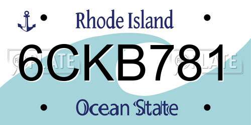 6CKB781 Rhode Island License Plate