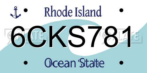 6CKS781 Rhode Island License Plate